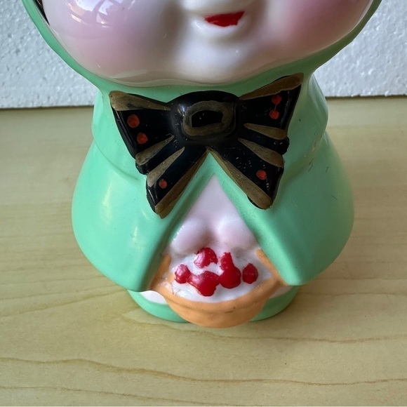 Light Green Riding Hood Vintage Ceramic Coin Bank - Picture 3 of 11